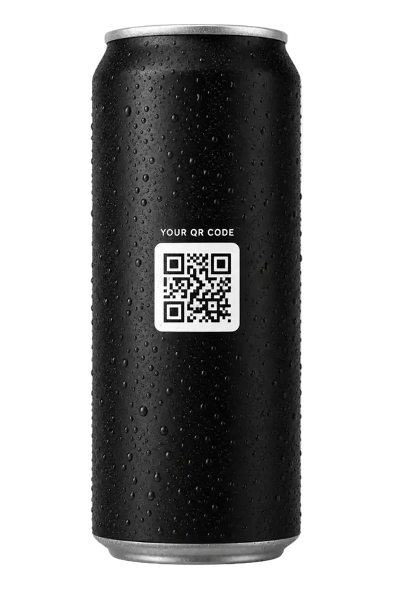Black can back with QR code